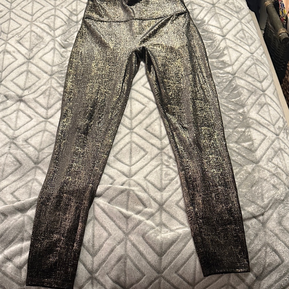 SPANX Black and Gold Shimmer Leggings